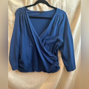 Elegant Blue Wrap Top